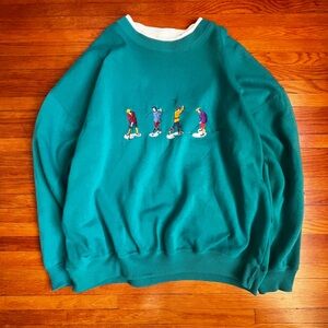 Vintage Crewneck Sweatshirt With Golf Embroidery